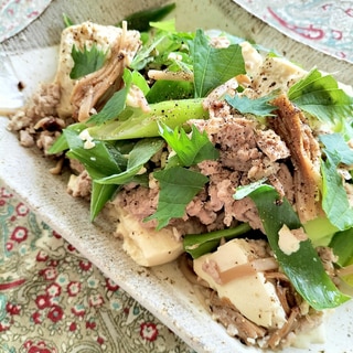 豚挽肉と豆腐の茶えのき炒め♩しそ風味